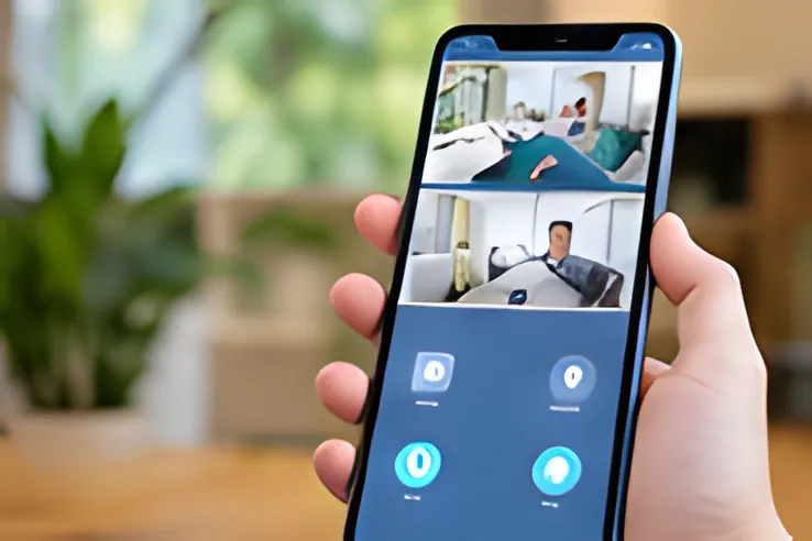 Tay cầm điện thoại thông minh đang mở ứng dụng gọi video