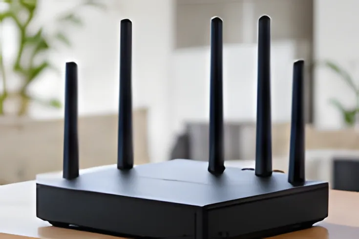 Bộ định tuyến Wi-Fi bốn ăng-ten đặt trên bàn